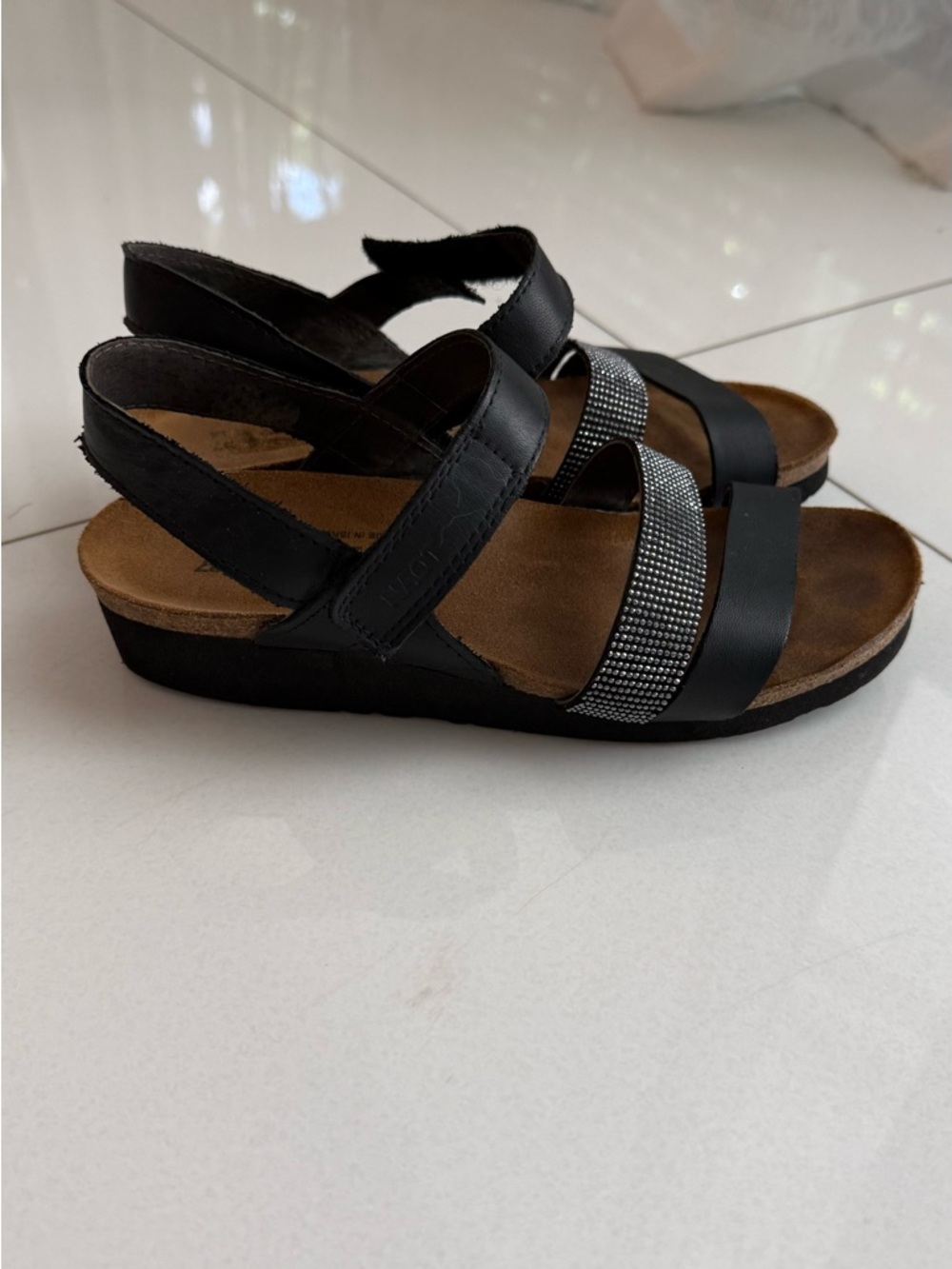 Naot Kayla Black Leather Cork Wedge Sandals Women’s EU 37 / US 6 - Picture 3 of 5